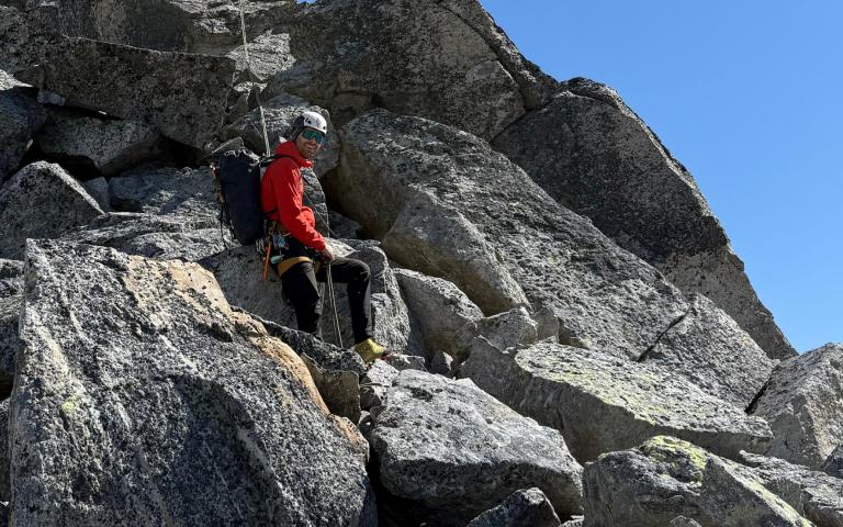 Kurzer Abseiler beim Abstieg vom Goldzechkopf